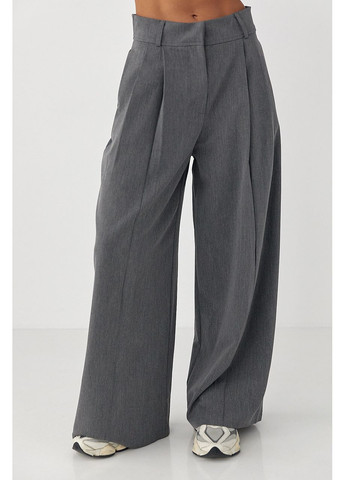 Классические однотонные брюки-палаццо со складками - черный цвет Lurex (370601842)