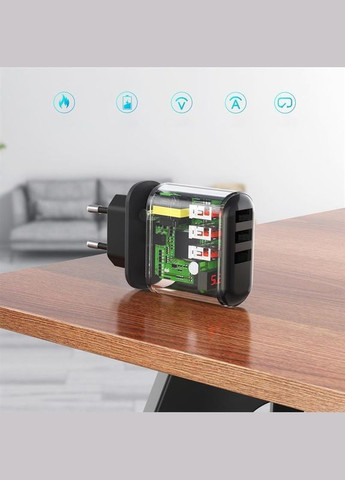 Мережевий зарядний пристрій (3USBх2.4A) Black (Q5009-EU) CHOETECH (336952259)