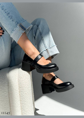 No Brand Туфельки з натуральної шкіри на липучці, чорні чорний з, — (316221815)