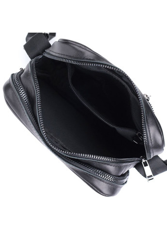 Классическая мужская сумка кросс боди из натуральной глянцевой кожи черная 22846 Shvigel (329197396)