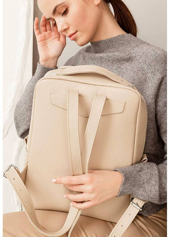 Шкіряний жіночий міський рюкзак на блискавці Cooper світло-бежевий флотар BlankNote (348359199)