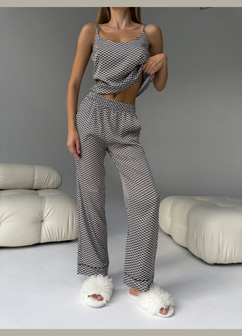 Черно-белая пижама майка + брюки Domino