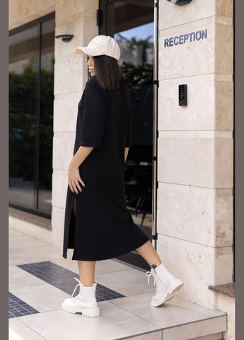 Черное кэжуал трикотажное платье свободного кроя Fashion Girl