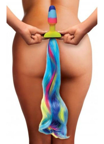 Анальная радужная пробка XR brands Rainbow Unicorn Anal Plug With Tail с хвостом Tailz (290850921)