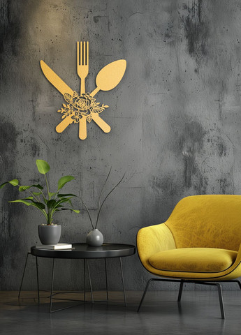 Современная картина на кухню, декор в комнату "Столовые приборы", оригинальный подарок 15х18 см Woodyard (291882486)