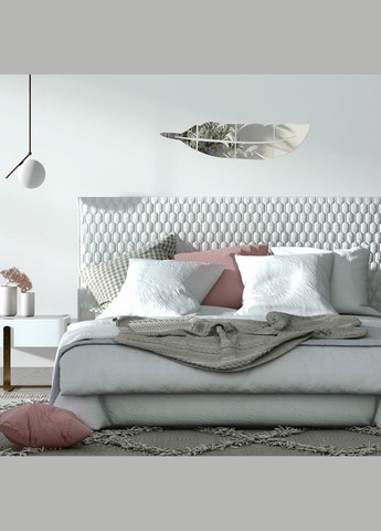 Зеркальный декор акриловый самоклеющийся Перо серебро, 6шт (D) SW-00002505 Sticker Wall (326063946)