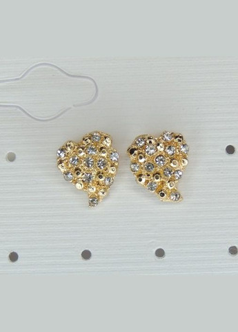 Серьги серьгигвоздики (пусеты) Кристальное сердечко золотистый Liresmina Jewelry (285111007)