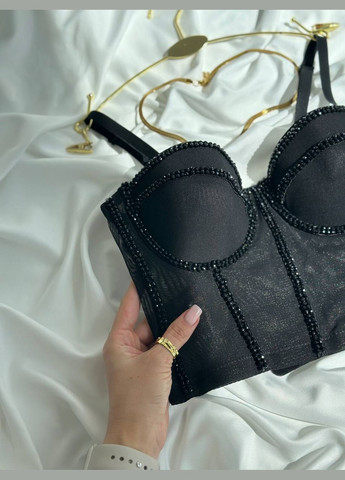 Жіночий вишуканий укорочений білий корсет бюст'є із стразами No Brand (321171587)