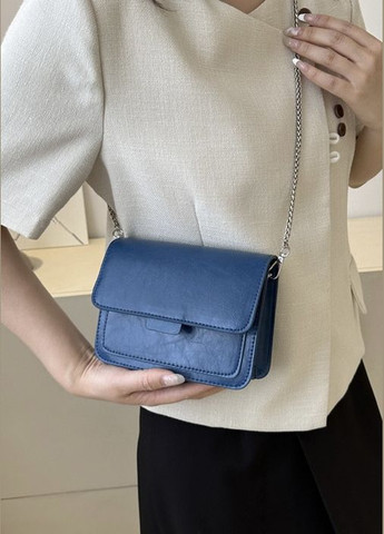 Женская классическая сумка 6004 кросс-боди через плечо на тонком ремешке синяя No Brand (296008223)