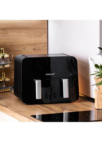 Аерогриль-фритюрниця SK-10005 сенсорна з двома відділеннями на 10 літрів 2400 Вт Sokany (333342777)