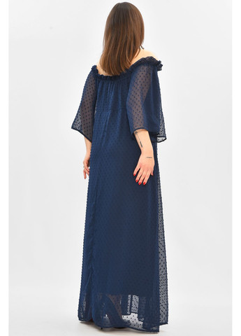 Темно-синя повсякденний сукня жіноча напівбатальна темно-синього кольору з баскою Let's Shop однотонна