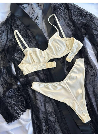 Кремовий демісезонний повсякденний комплект жіночої нижньої білизни s кремовий Ghazel