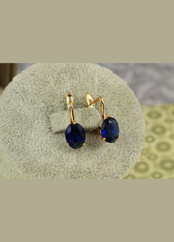 Сережки солістка із синім овальним каменем 1,7 см золотисті Xuping Jewelry (343051321)