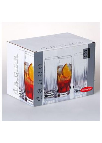 Набір високих склянок Dance 315мл 6шт для напоїв long-drink скляні склянки з рельєфними стінками Pasabahce (368977354)