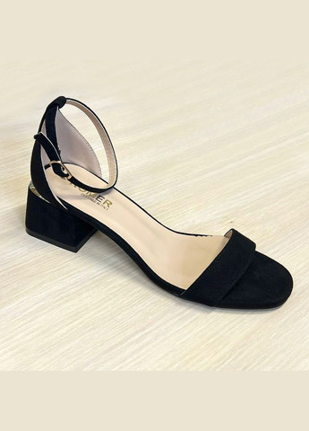 Черные босоножки женские черные на широких каблуках. Seastar с ремешком