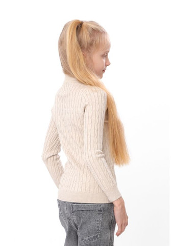 Бежевий зимовий дитячий джемпер (унісекс) приталеного крою з високим коміром (p-18491) Носи своє