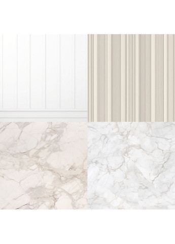 Кутовий вініловий фотофон 3D, біла панельна стіна і бежева рейка, підлога мармур з прожилками, 60×60 см, №58369 PhotoVinyl (354368086)