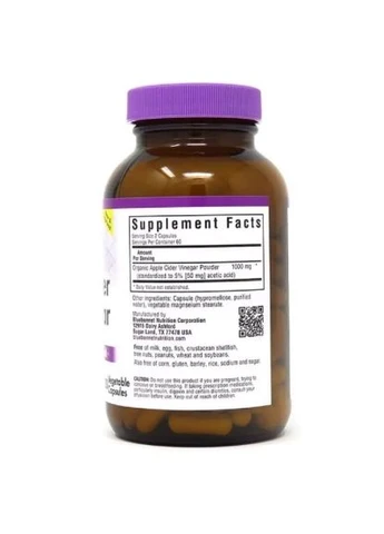 Травы Яблочный уксус, Apple cider vinegar, 120 вегетарианских капсул (BLB0984) Bluebonnet Nutrition Яблочный уксус, Apple cider vinegar, 120 вегетари (401657698)