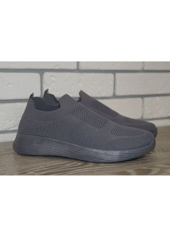 Сірі Осінні підліткові текстильні кросівки без шнурків сірі BDDS