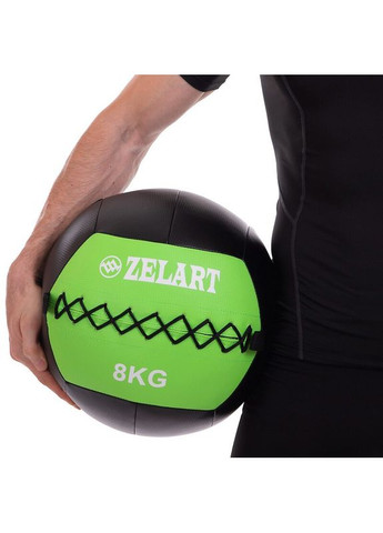 М'яч набивний медичний для кросфіту WALL BALL Чорний-Зелений (вага 8 кг) FI-5168-8 Zelart (367617577)