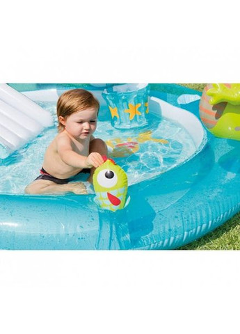Надувний ігровий центр басейн дитячий від 2 років 57165 Алігатор 201х170х84см 160л з гіркою та фонтаном Блакитний Intex (368831760)