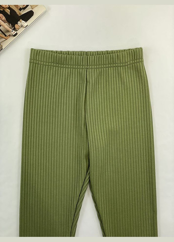 Зеленые демисезонные лосины в рубчик для девочки Semejka