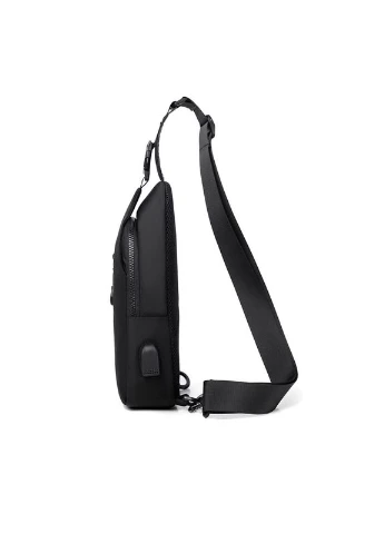 Сумка через плече 1312 Black нагрудна з USB-виходом 1 шт. Lesko (352011709)