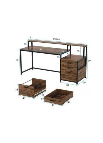 Письмовий стіл Table- 32 з ящиками та підставкою для монітора MSM (378059469)