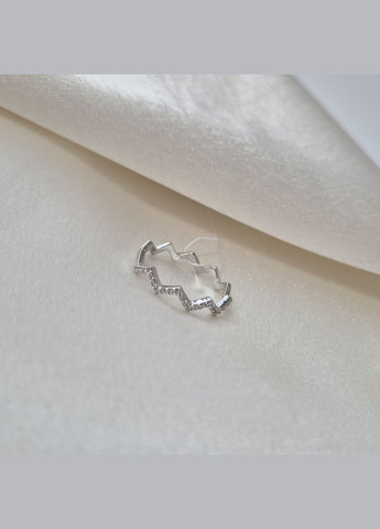 Срібна Каблучка Зигзаг з Білими каменями розмір срібло 925 проби Родоване лк0303р 1.10г No Brand (336549759)