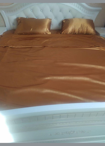 Постельное атласное белье Евро 200 x 220 см Золотистый + 4 x 50 x 70 (В141402-5-02) No Brand (348095451)