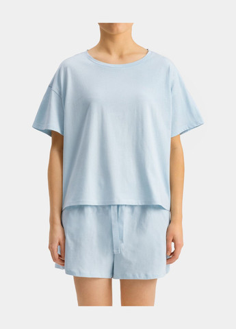 Светло-голубая всесезон пижама женская шорты, футболка футболка + шорты Atlantic