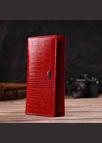 Женский кошелек из натуральной кожи с тиснением под крокодила, монетник, красный (sku_21827) No Brand (328218270)