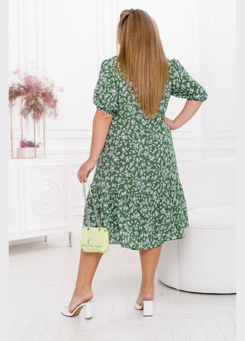 Оливкова (хакі) повсякденний сукня з воланом а-силует No Brand з квітковим принтом