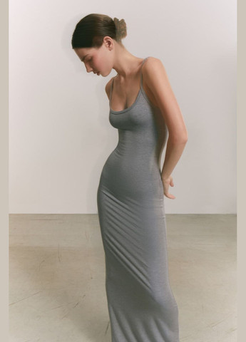 Комбинированное платье приталенное макси l base серый 621 Papaya