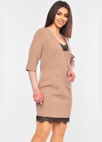 Зелена джинсова сукня жіноча бежевого кольору силуетна Let's Shop однотонна