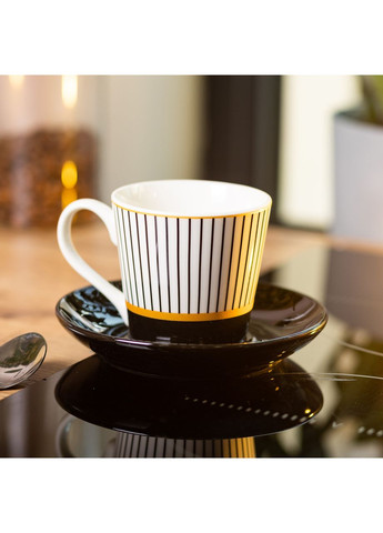 Керамическая чашка с черным блюдцем 200 мл RX-N24708WP Liling Rongxiang Ceramic (357204231)
