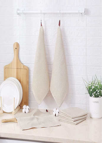 Набір кухонних рушників зі 100% бавовни - Вафельні серветки для кухні 34*34 см 6 шт Бежевий Aquarius однотонний бежевий