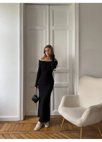 Чорна сукня з відкритими плечима ангора з відкритими плечима No Brand