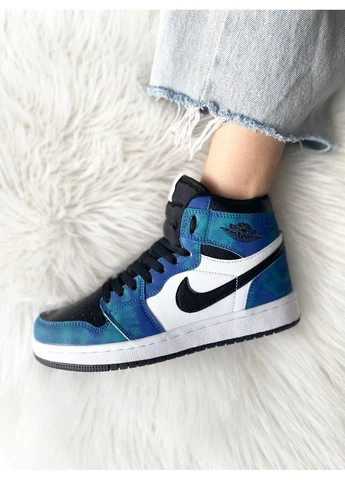 Цветные демисезонные кроссовки мужские nike air jordan 1 retro high tie-dye v2 найк аир джордан No Brand
