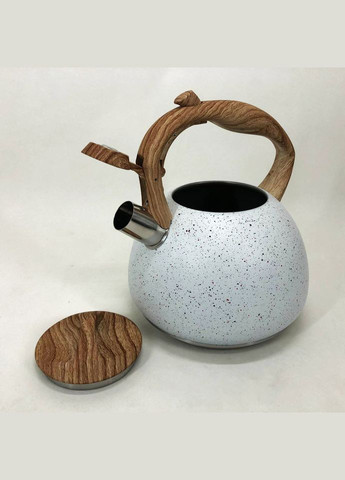 Чайник зі свистком UN-5306 2,7л мармур, чайник для газової плитки, чайник на плиту. Колір: білий Unique (364663831)