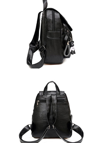 Жіночий рюкзак чорний з брелком в комплекті КиП (290683320)