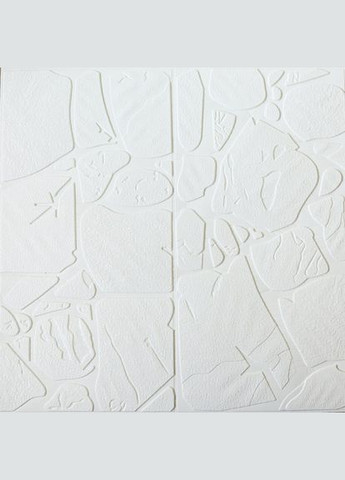 Самоклеюча декоративна 3D панель Камінь деко білий 700x700x6 мм 3D Loft (300241637)