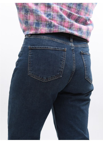 Джинси жіночі МОМ прямі темно-сині у великих розмірах Мom regular Cracpot - (369668956)