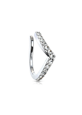 Серьга клипса (обманка) с фианитами для крыла носа NOCL28-C, фейк-пирсинг Spikes (333698655)