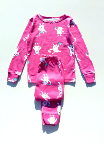 Розовая всесезон пижама (лонгслив+штанишки) для девочки, из йети, 104 см Carter's