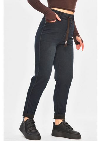 Джинси жіночі однотонні темно-синього кольору Let's Shop - (368726599)