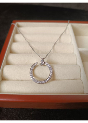 Кольє жіноче із медичної сталі сріблясте з підвіскою-кільцем цвях No Brand (368713779)