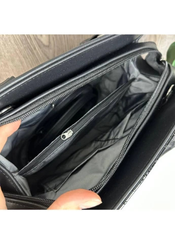 Жіноча класична сумка чорна лакова під рептилію на кожен день No Brand (394176685)