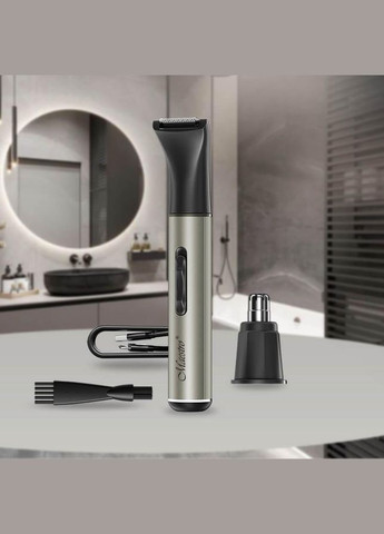 Триммер мужской аккумуляторный MR-666 | Для бороды, носа и ушей, 2 в 1, беспроводной Maestro (334005485)