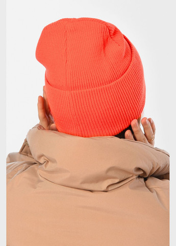 Шапка женская зимняя однотонного оранжевого цвета Let's Shop (325610216)